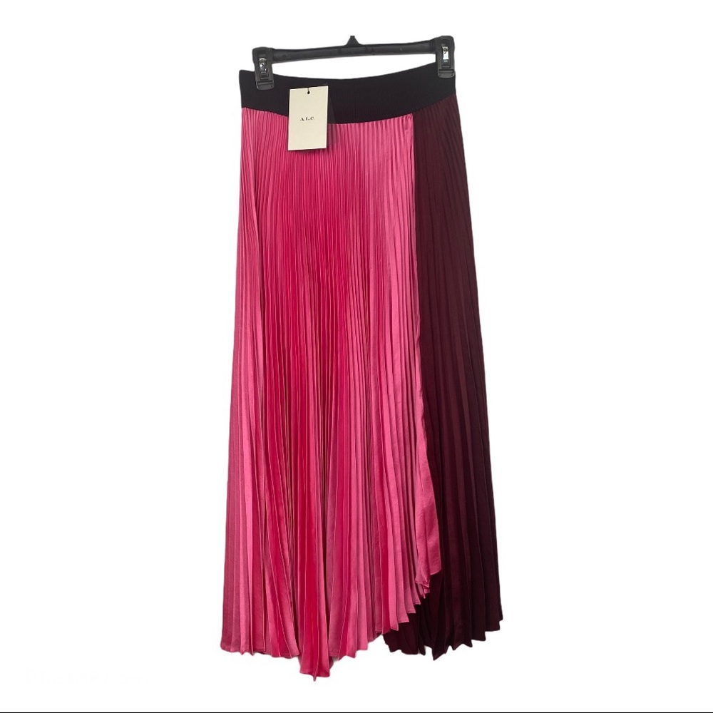 NWT A.L.C. Grainger Colorblock Pleated Midi Skirt - Picture 3 of 5